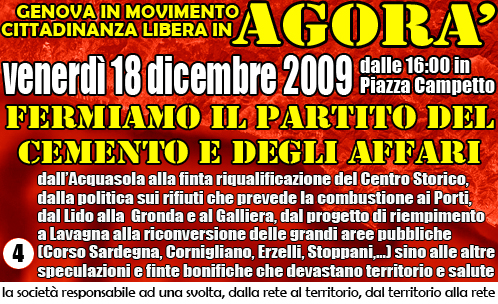 L'Agorà - 18 dicembre 2009, Genova in movimento