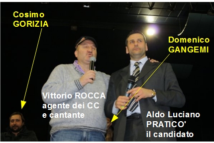 Il GORIZIA ben evidente sul palco con PRATICO' ed il CC cantore Vittorio ROCCA