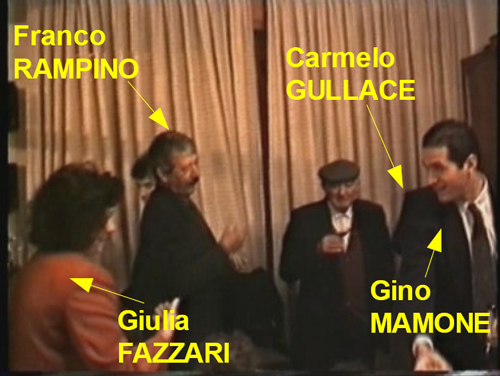 La sequenza del brindisi di Gino Mamone con Franco Rampino, accanto a nonno, Carmelo Gullace e Luigi Mamone