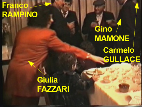 verso il brindisi di Gino MAMONE con Franco RAMPINO, attorniano dal vecchio nonno, Carmelo GULLACE e Luigi MAMONE